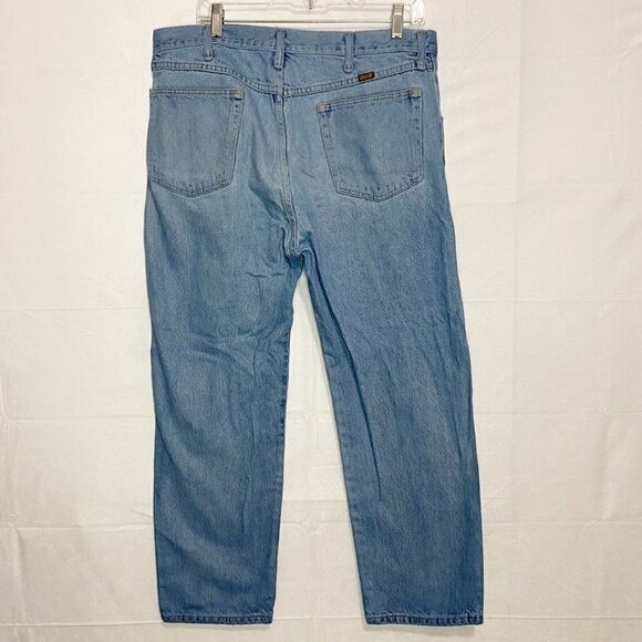 Vintage Rustler by Wrangler Blue Denim Jeans Mens 38x30 Straight Leg Mexico - Picture 4 of 6